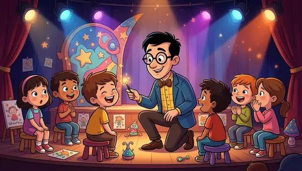 illustration montrant les questions a poser avant de reserver un spectacle pour enfants avec Monsieur Grimbuche
